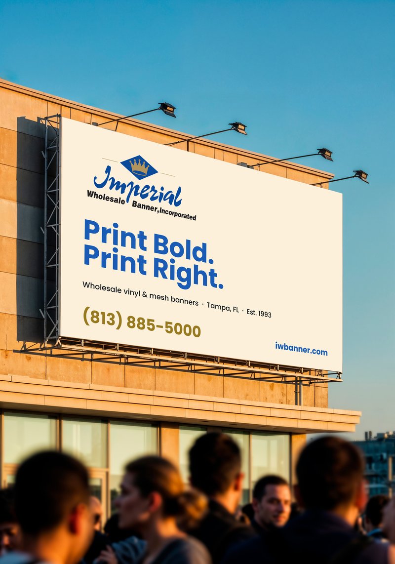 Imperial Wholesale Banner billboard installed in an urban setting — wholesale vinyl and mesh banners, Tampa FL since 1993